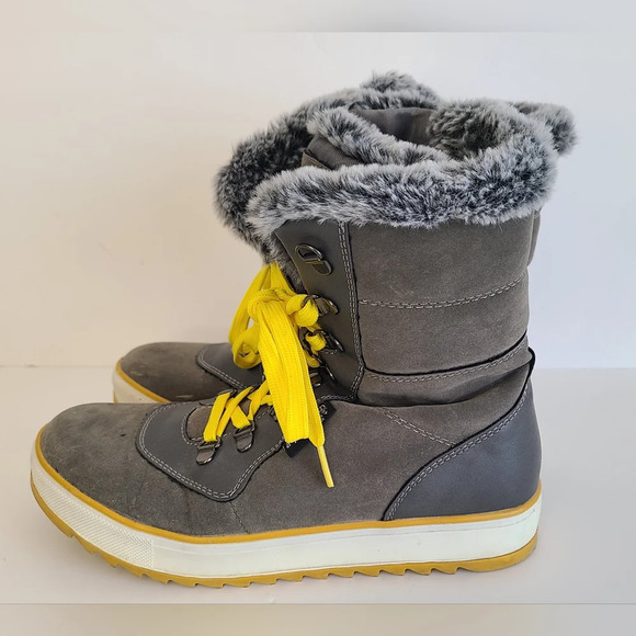 Aquatherm Canada Grey Mustard Women's Winter Boots Maya With Yellow Shoelaces‎ - Picture 2 of 8